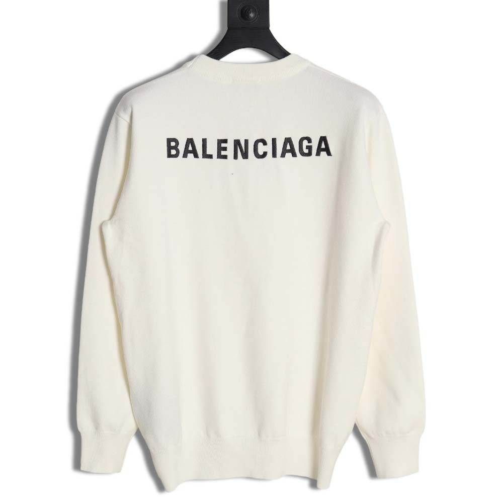 Balenciaga 23Fw front and back embroidered crew neck sweater_CM_1