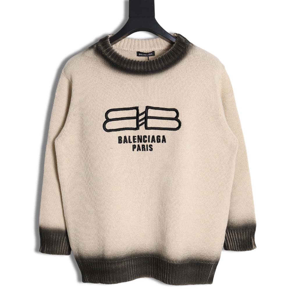 Balenciaga Balenciaga BLCG 23SS retro spray-painted double B crew neck sweater