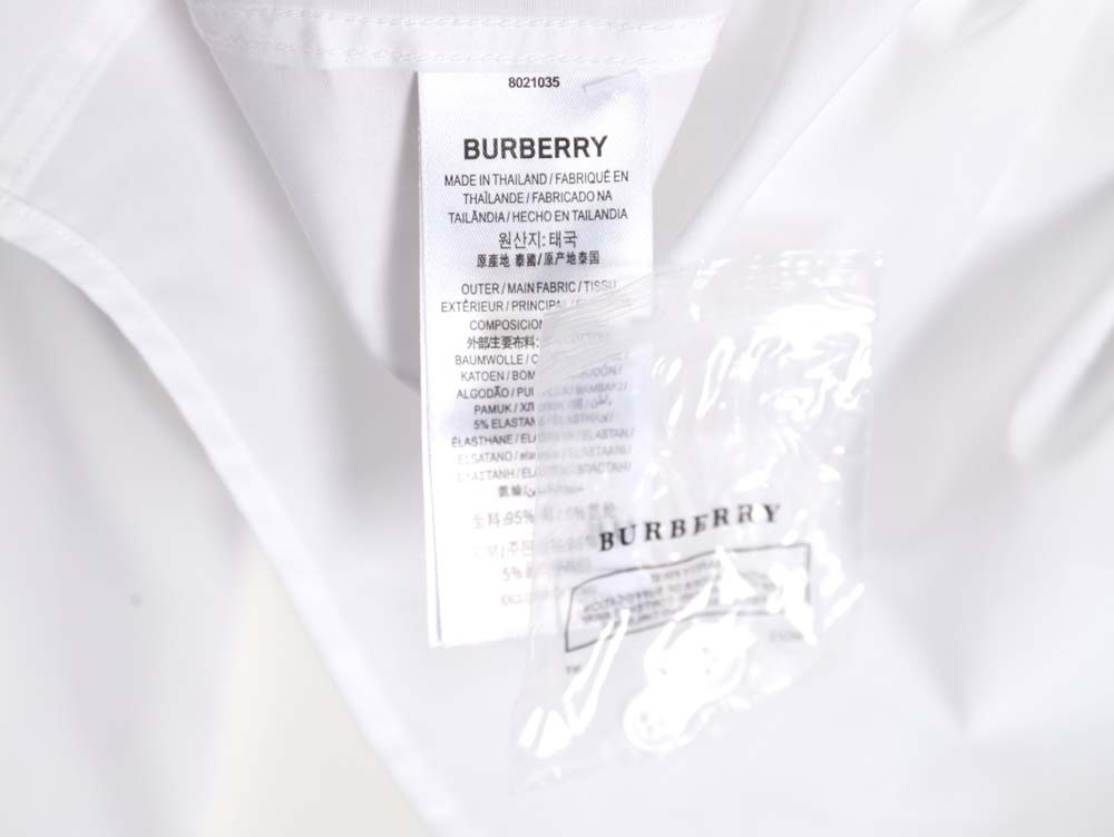 Burberry 22ss cuff plaid embroidered small logo shirt