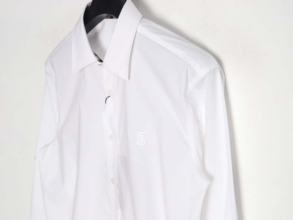 Burberry 22ss cuff plaid embroidered small logo shirt