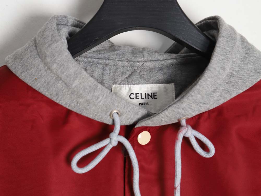 Celine Celine new embroidered letter hooded cotton jacket