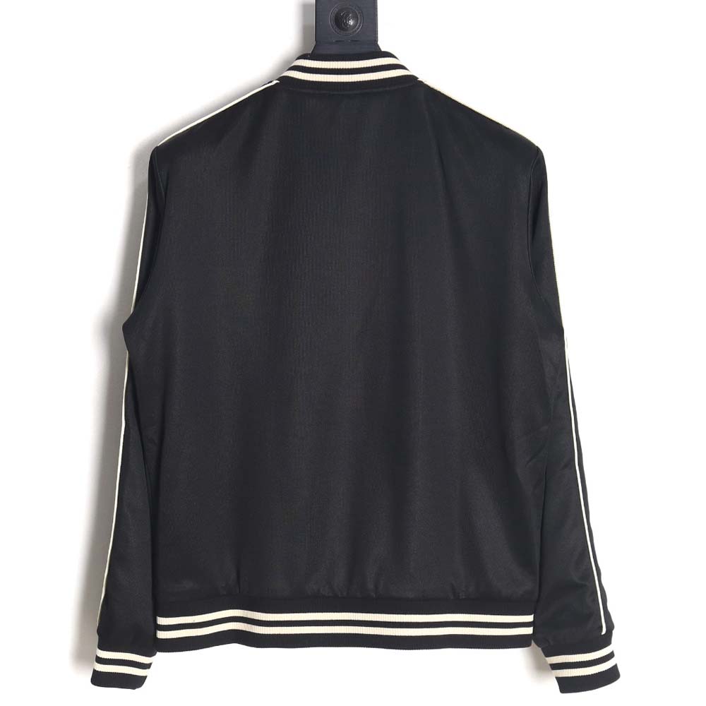 CELINE CE 23FW Arc de Triomphe embroidered side white stripes baseball jacket