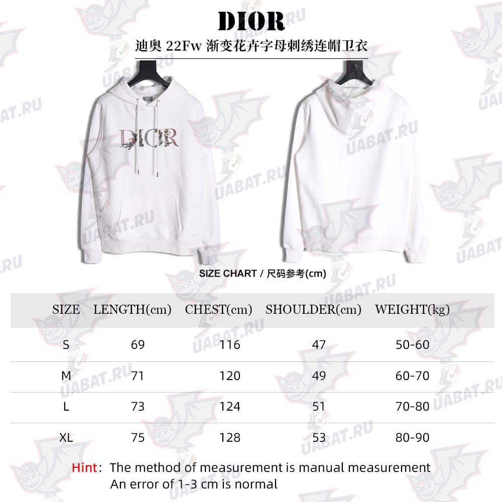 Dior Dior 22Fw gradient floral letter embroidered hooded sweatshirt