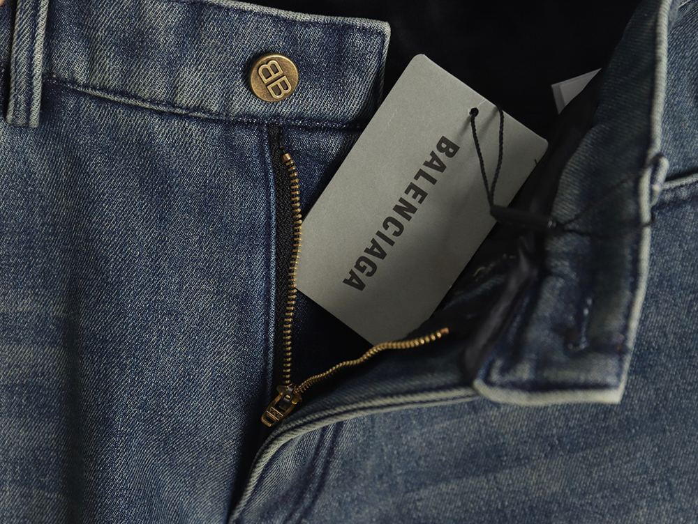 Balenciaga Double B embossed lightning wash distressed jeans
