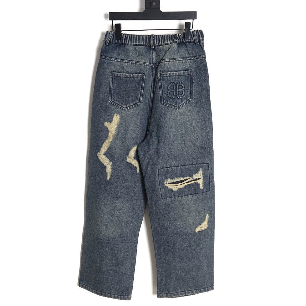 Balenciaga Double B embossed lightning wash distressed jeans