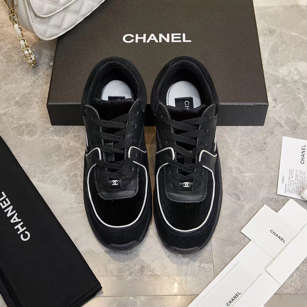 Chanel Multicolor Velvet and Leather CC Low Top Sneakers