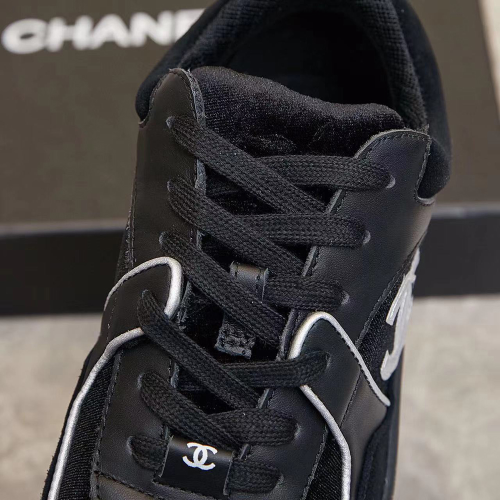 Chanel Multicolor Velvet and Leather CC Low Top Sneakers