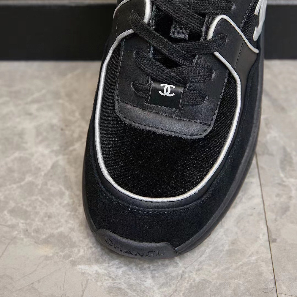 Chanel Multicolor Velvet and Leather CC Low Top Sneakers
