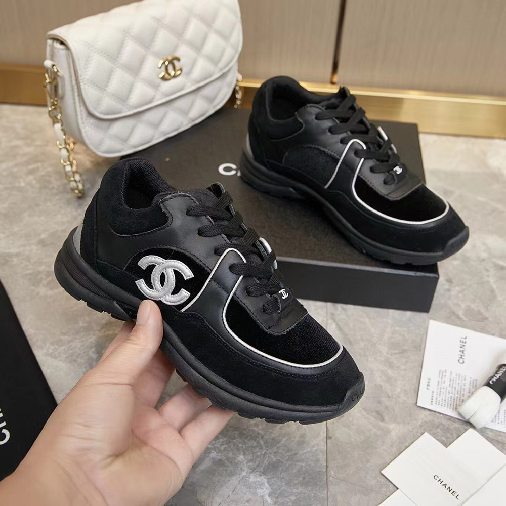 Chanel Multicolor Velvet and Leather CC Low Top Sneakers