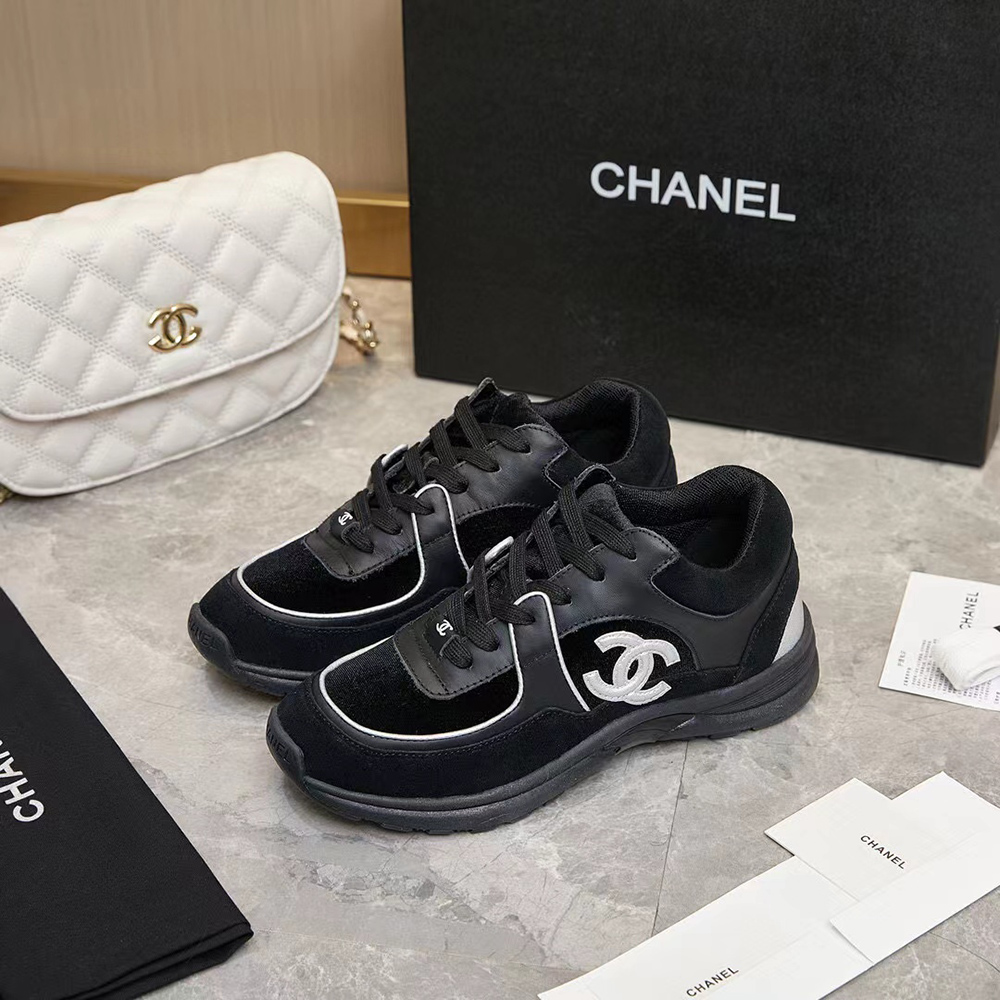 Chanel Multicolor Velvet and Leather CC Low Top Sneakers