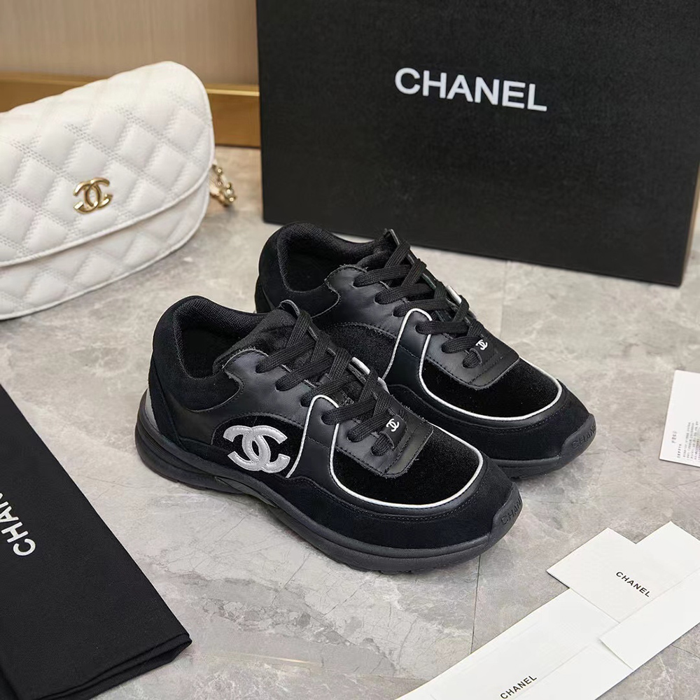 Chanel Multicolor Velvet and Leather CC Low Top Sneakers