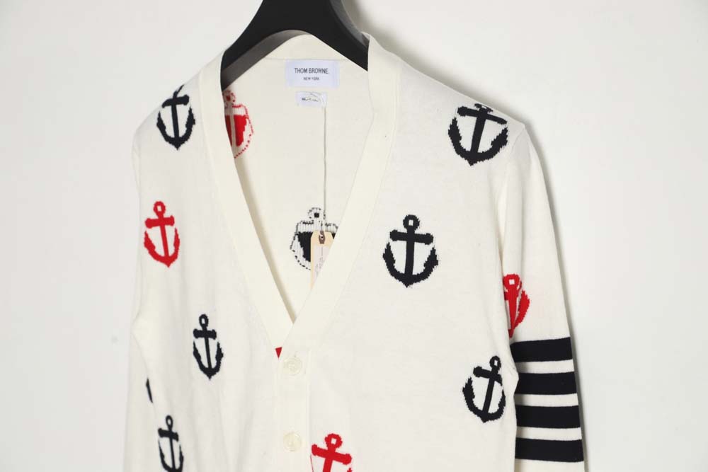 THOM BROWNE TB 23FW anchor all-over printed cardigan
