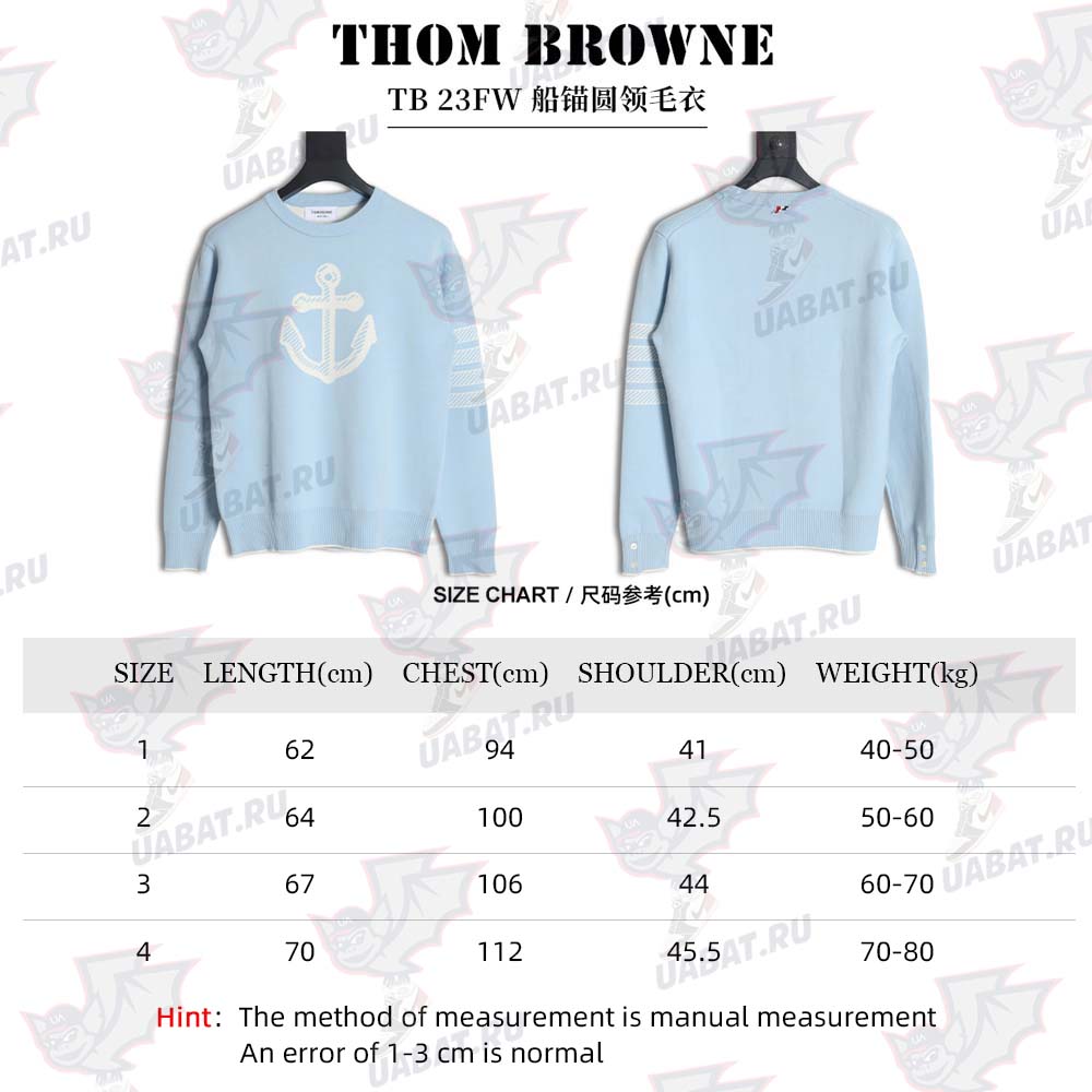 THOM BROWNE TB 23FW anchor crew neck sweater