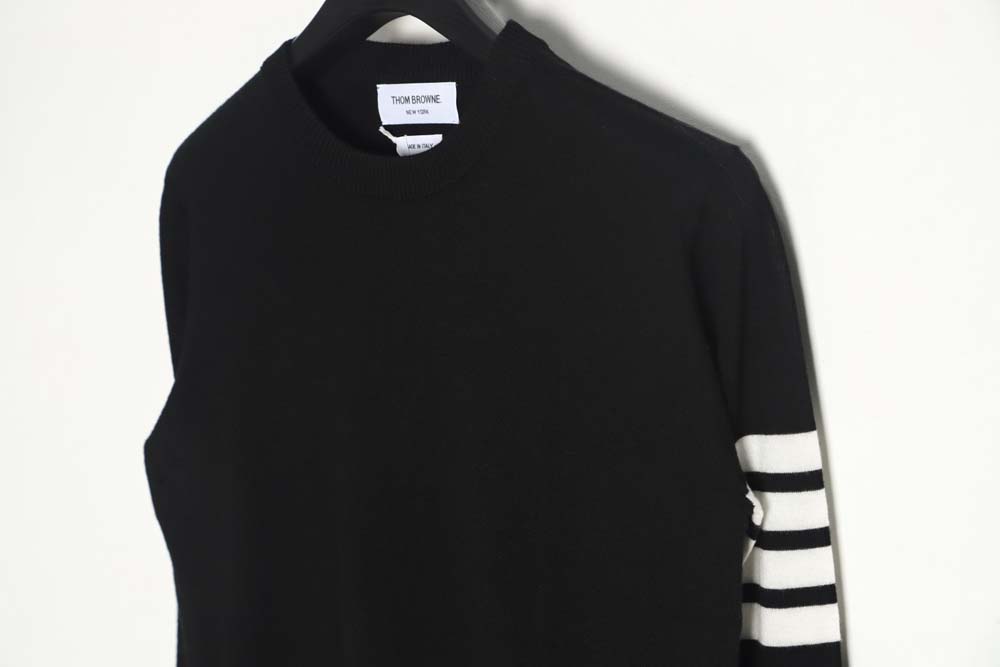 THOM BROWNE TB 23FW fine wool crew neck sweater (black)