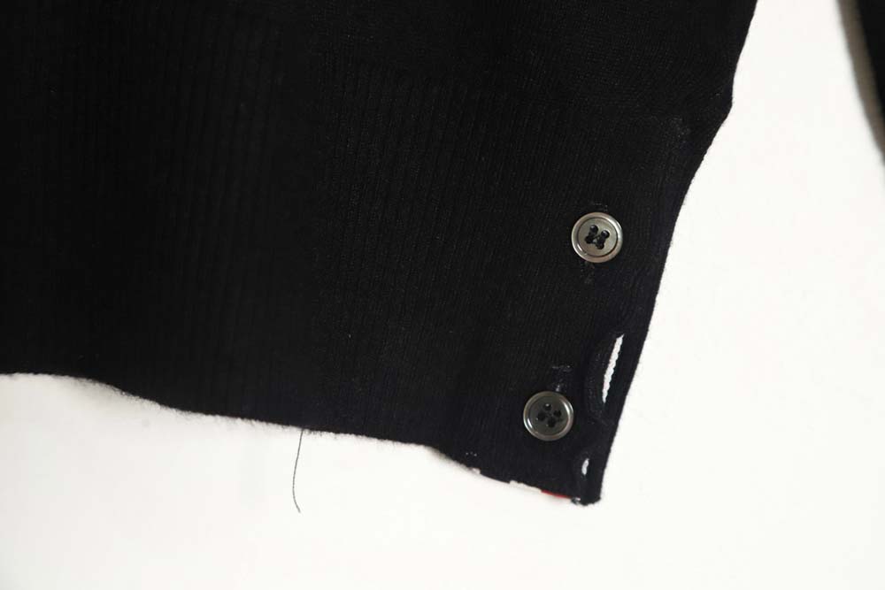 THOM BROWNE TB 23FW fine wool crew neck sweater (black)
