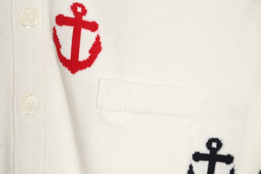 THOM BROWNE TB 23FW anchor all-over printed cardigan