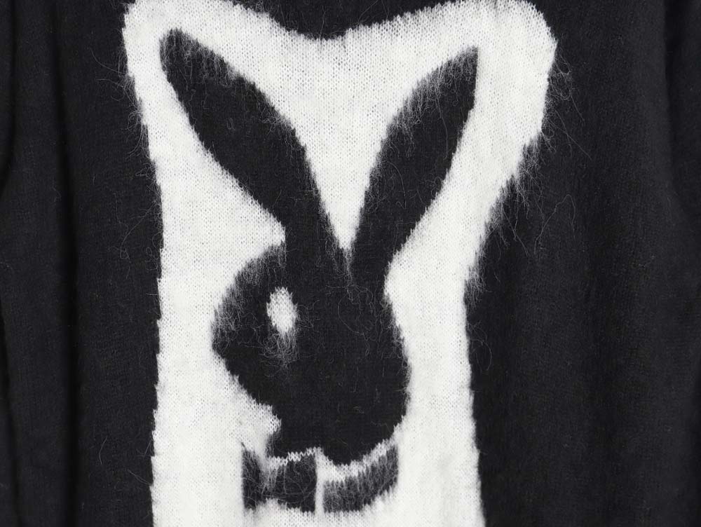 SAINT LAURENT YSL 23ss mohair bunny destroyed crew neck sweater