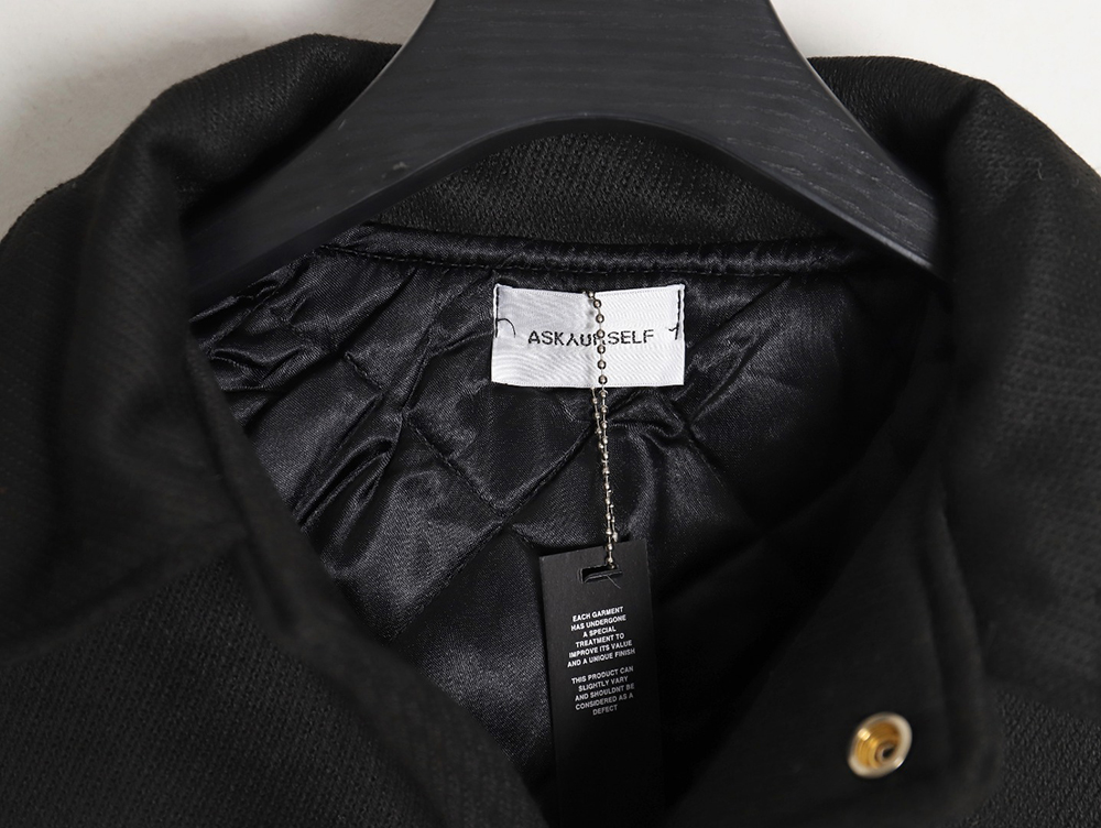 Askyurself scroll embroidered panel baseball jacket