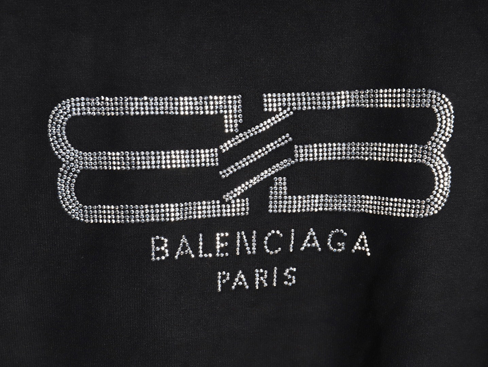 Balenciaga 23Fw back rhinestone logo crew neck sweater