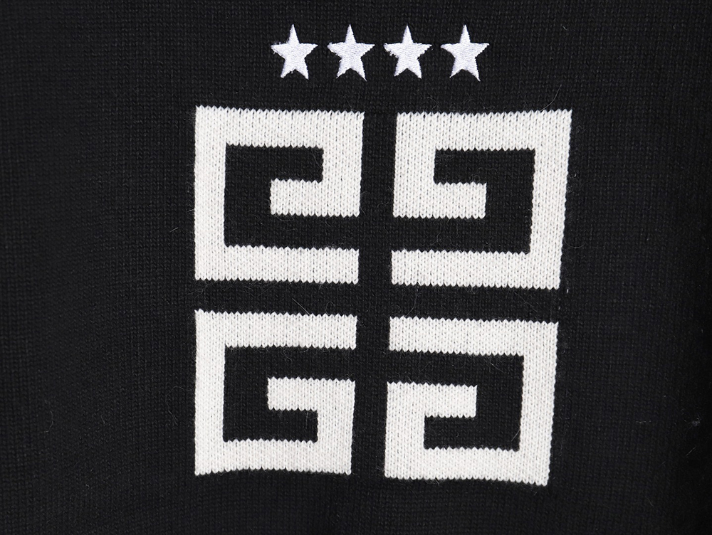 Givenchy 23FW four-star embroidered knitted cardigan sweater