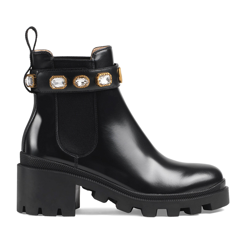 GUCCI LEATHER ANKLE BOOT WITH BELT