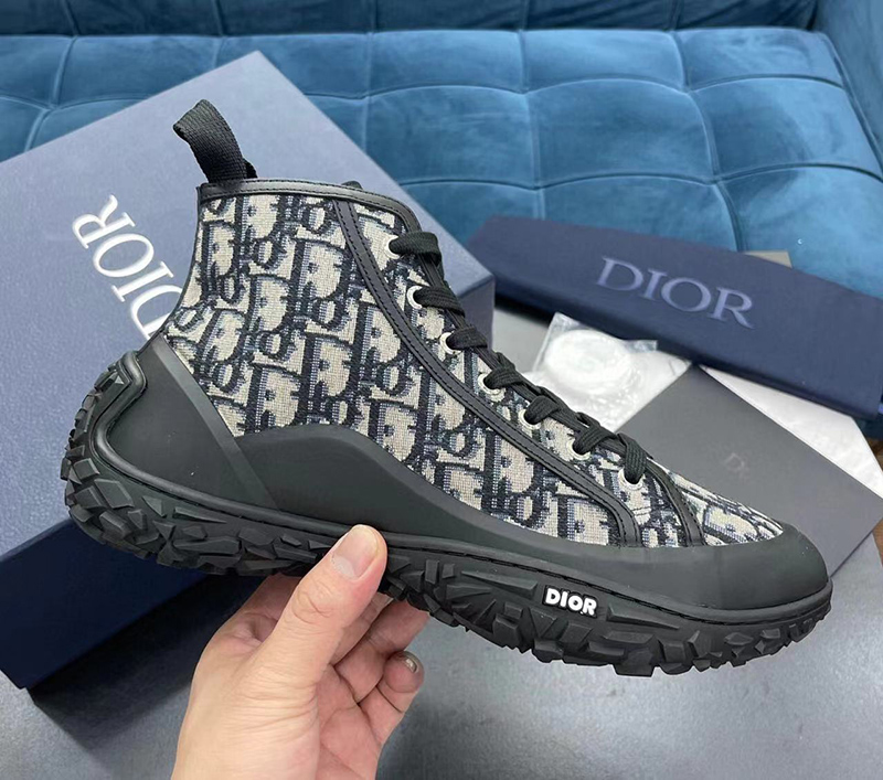 Diorizon Ankle Boot Beige and Black Dior Oblique Jacquard and Black Rubber