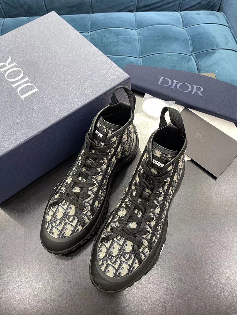 Diorizon Ankle Boot Beige and Black Dior Oblique Jacquard and Black Rubber