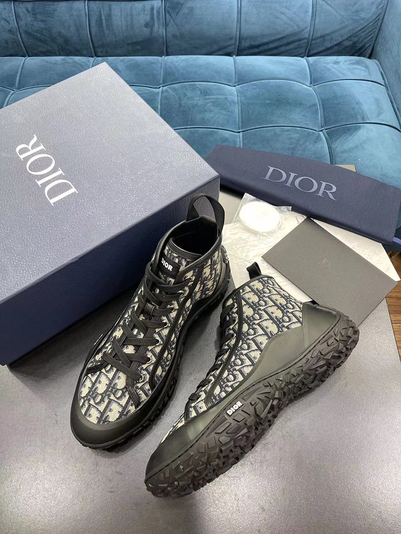Diorizon Ankle Boot Beige and Black Dior Oblique Jacquard and Black Rubber
