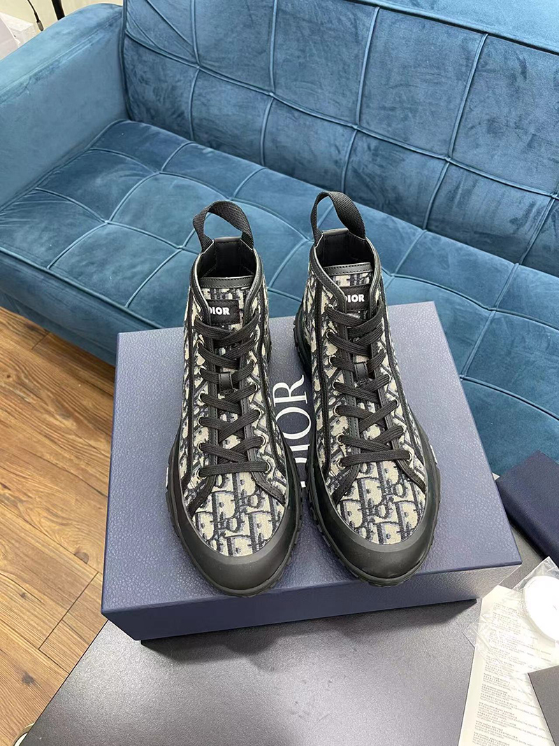 Diorizon Ankle Boot Beige and Black Dior Oblique Jacquard and Black Rubber