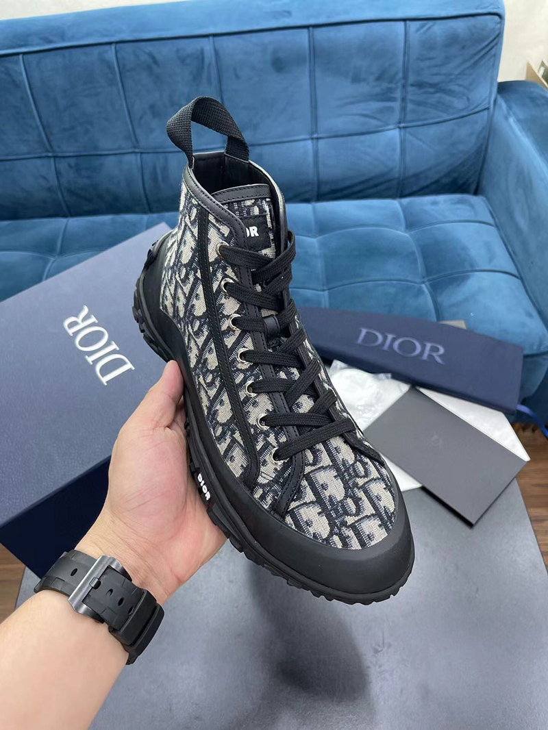 Diorizon Ankle Boot Beige and Black Dior Oblique Jacquard and Black Rubber