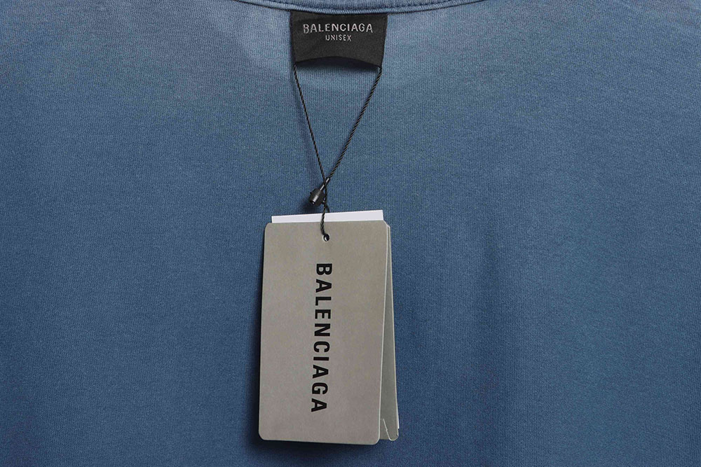Balenciaga blue patch gradient washed short sleeves