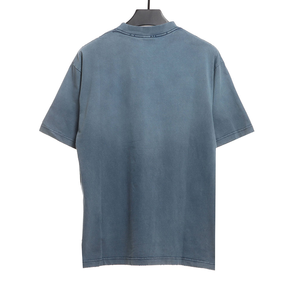 Balenciaga blue patch gradient washed short sleeves