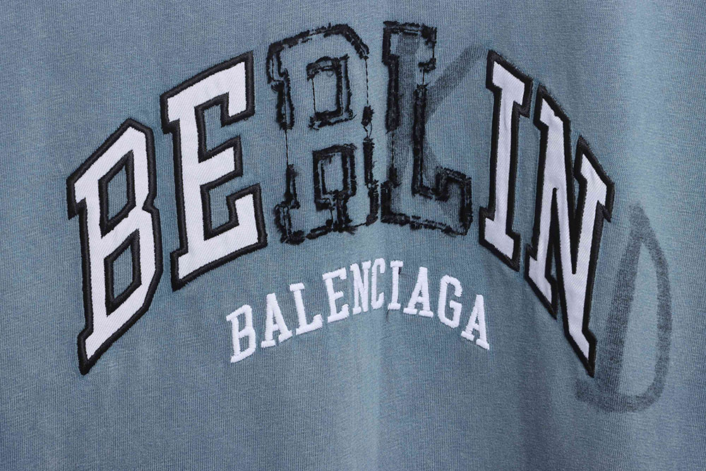 Balenciaga blue patch gradient washed short sleeves