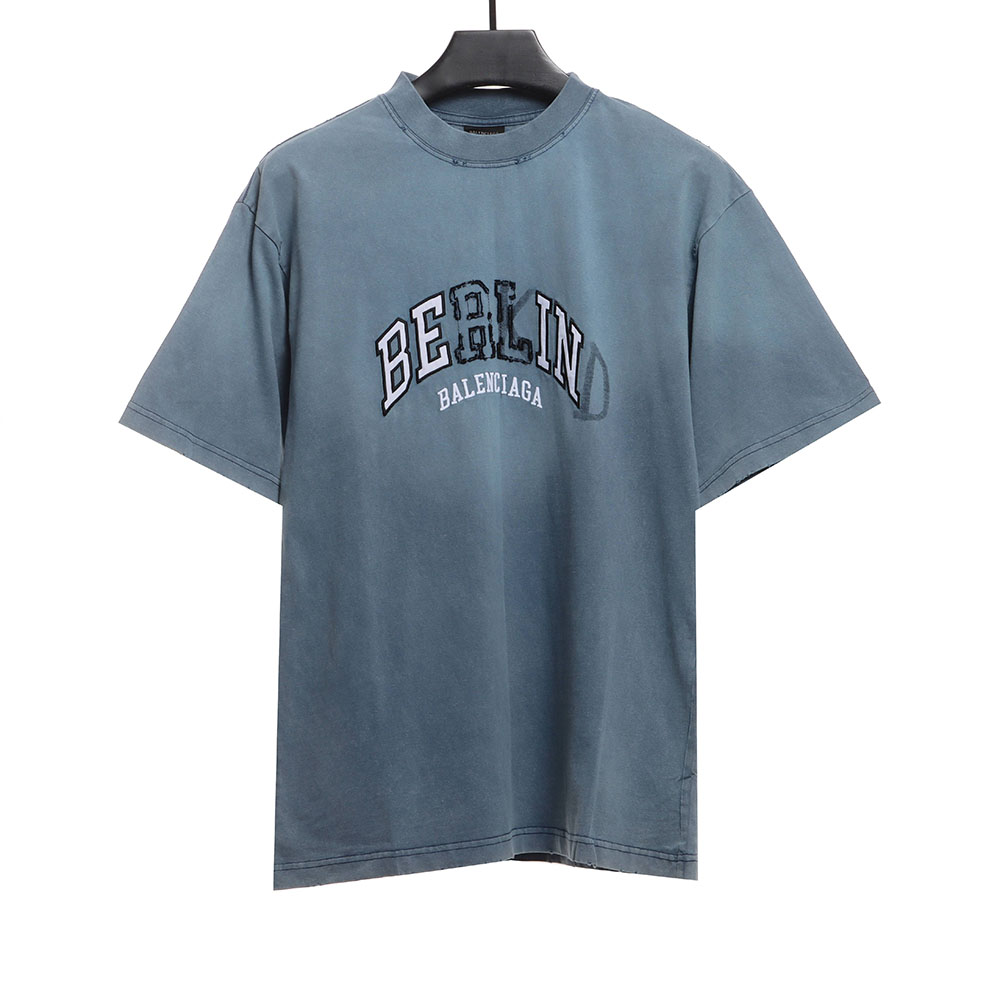 Balenciaga blue patch gradient washed short sleeves