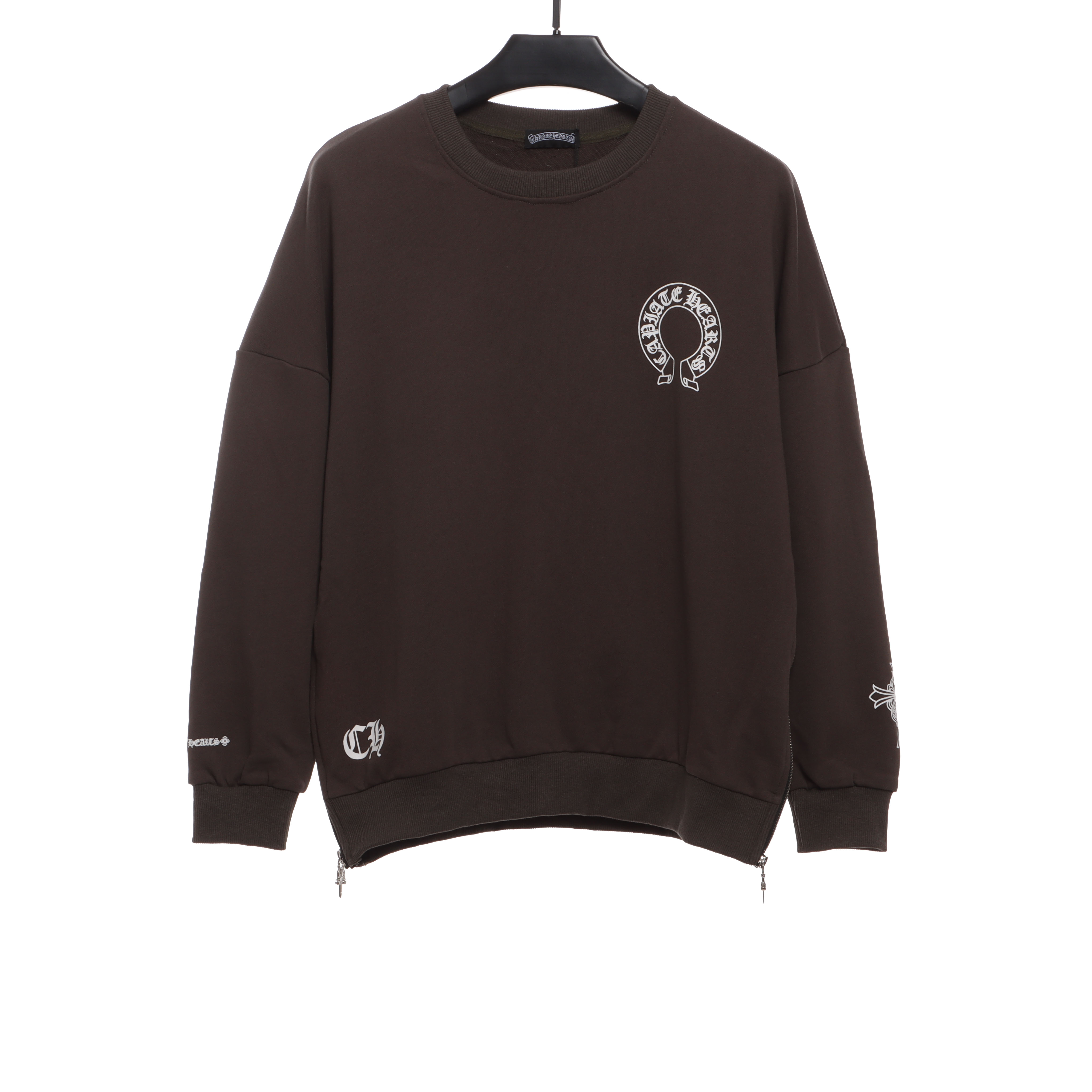 Chrome Hearts side-zip crew neck sweatshirt