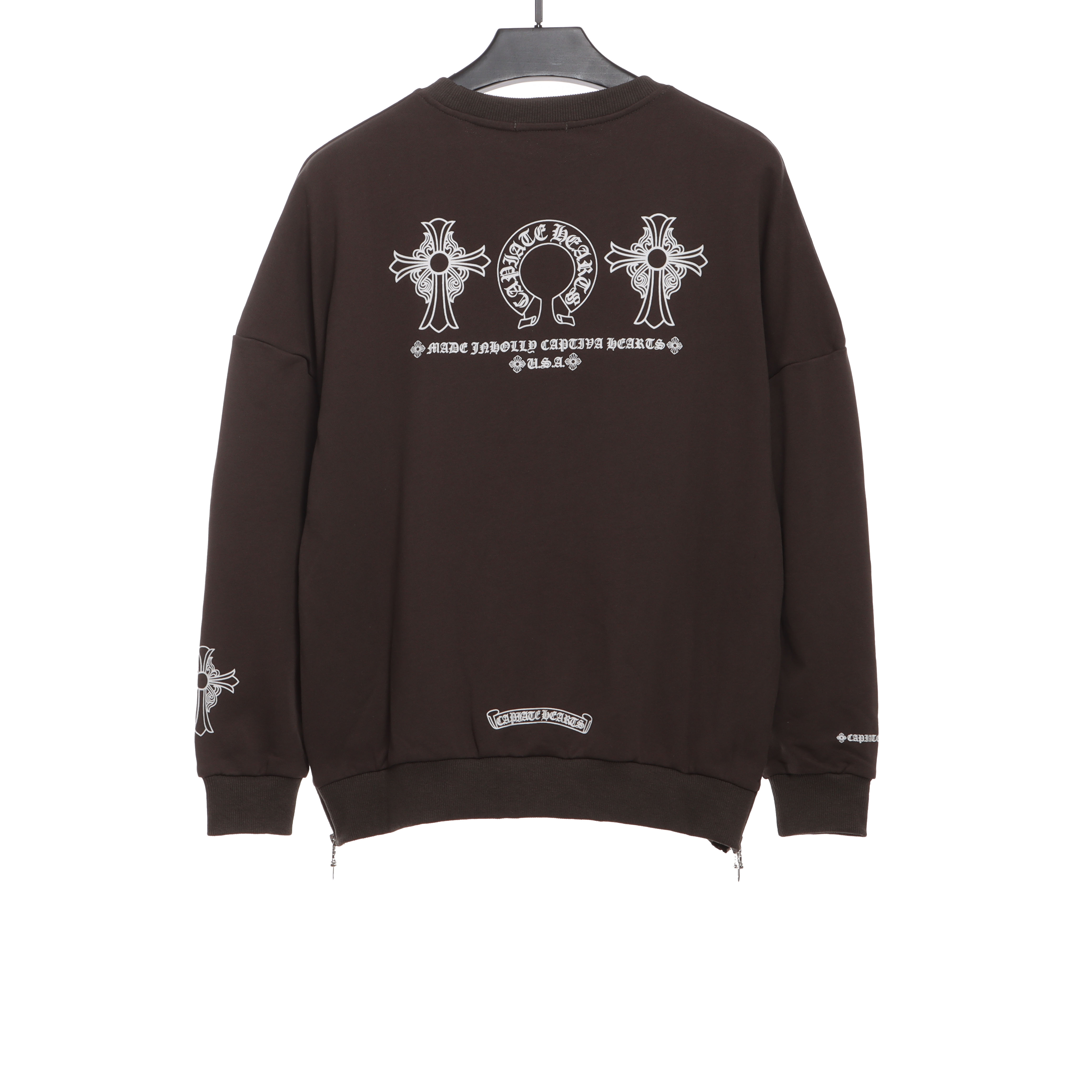 Chrome Hearts side-zip crew neck sweatshirt