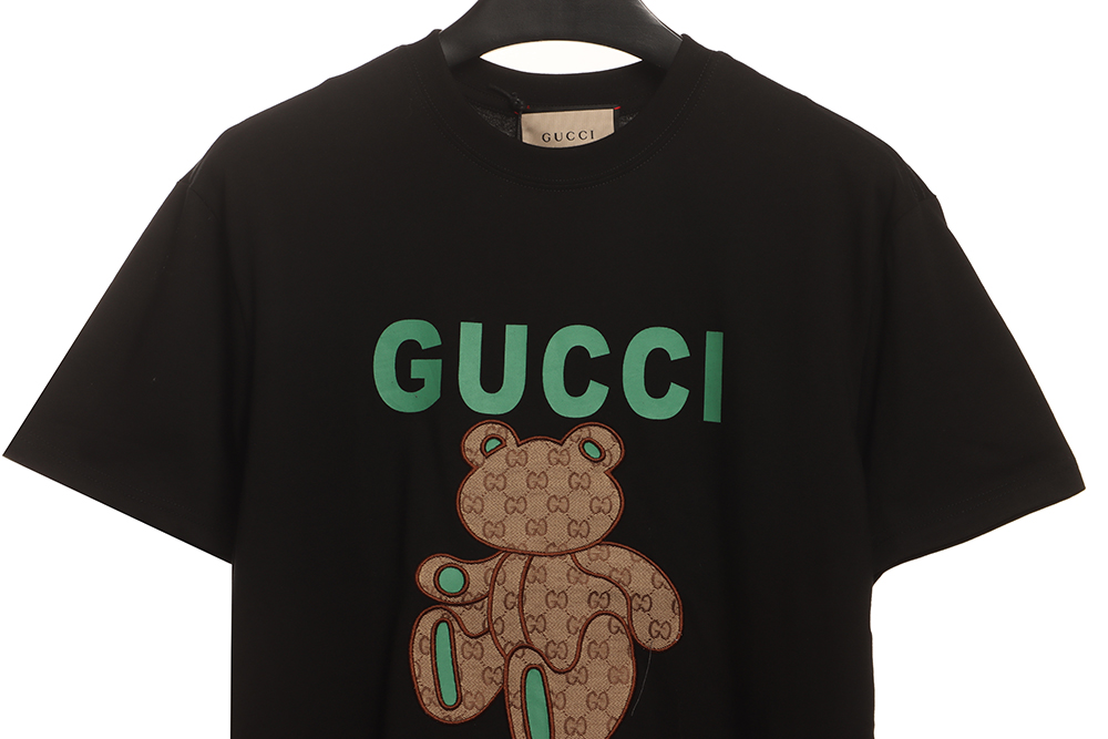Gucci patchwork bear embroidered short sleeves