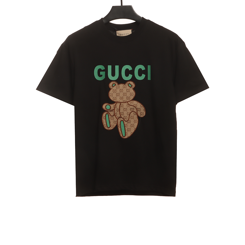 Gucci patchwork bear embroidered short sleeves