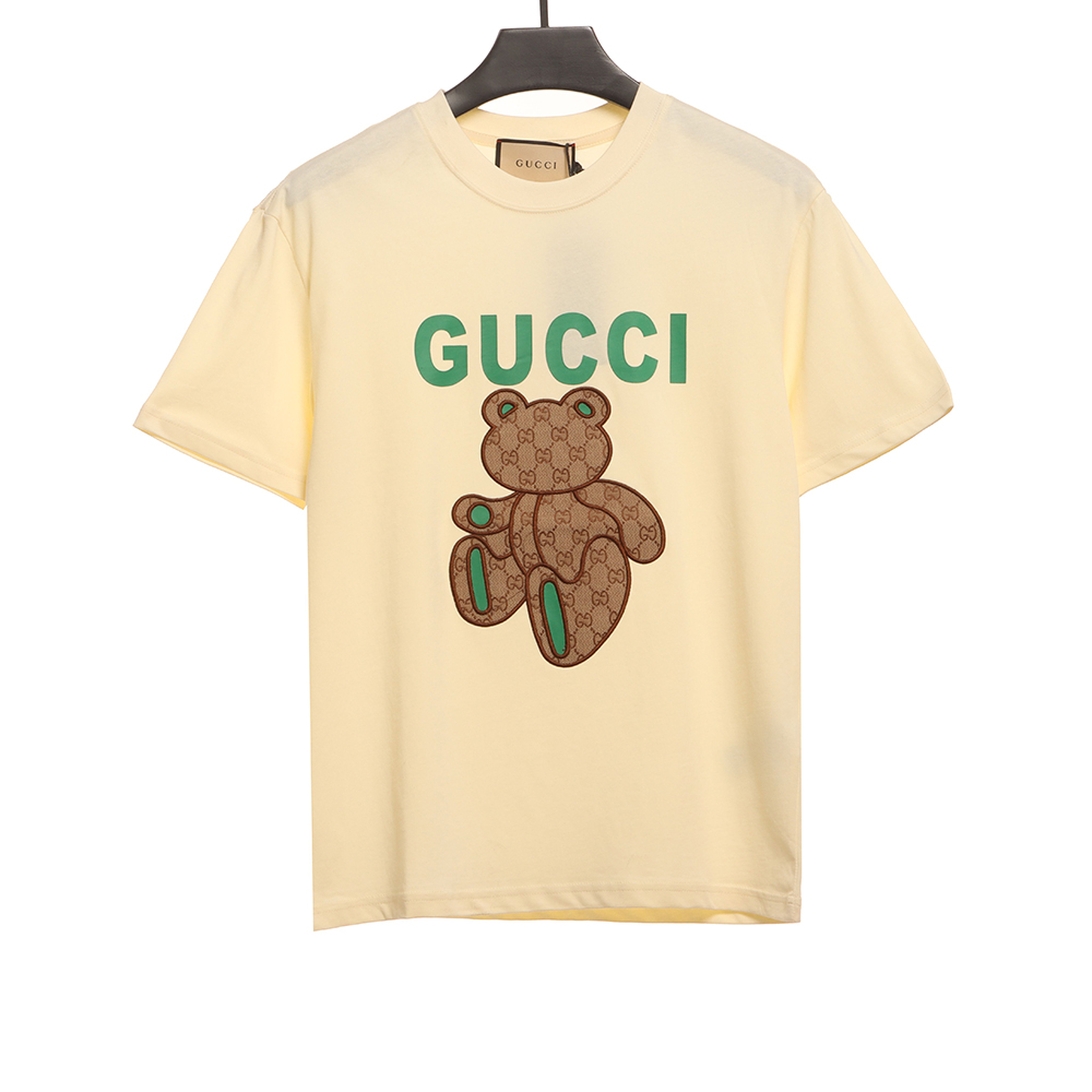 Gucci patchwork bear embroidered short sleeves