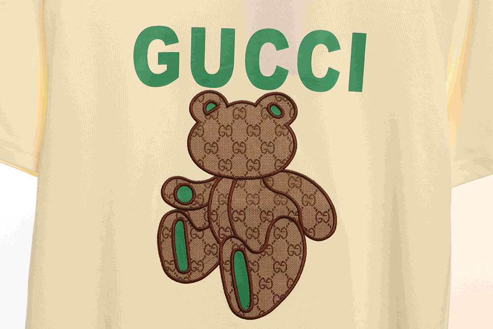 Gucci patchwork bear embroidered short sleeves