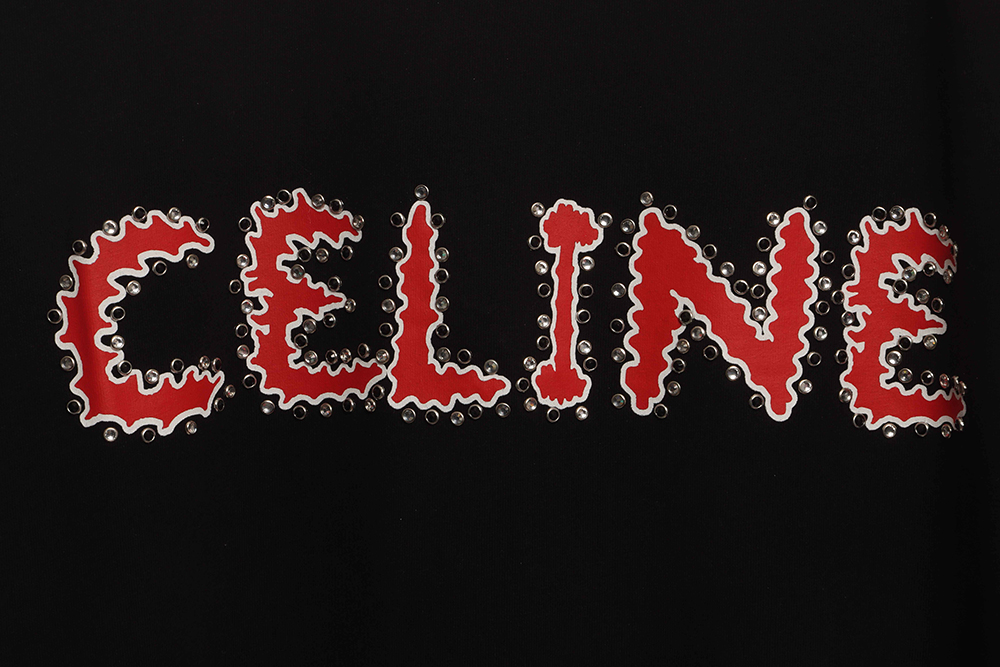 Celine hot diamond letter short sleeves black