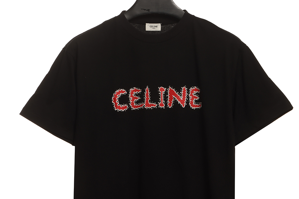 Celine hot diamond letter short sleeves black