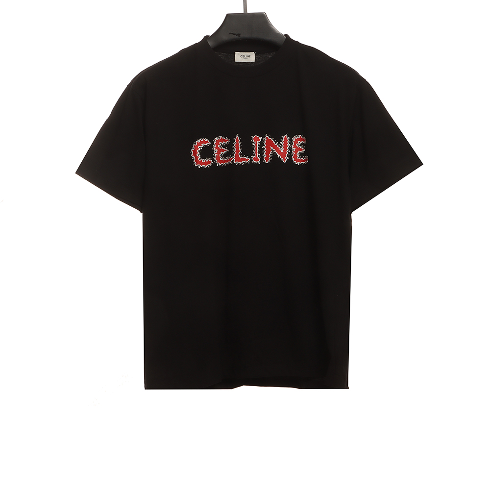 Celine hot diamond letter short sleeves black