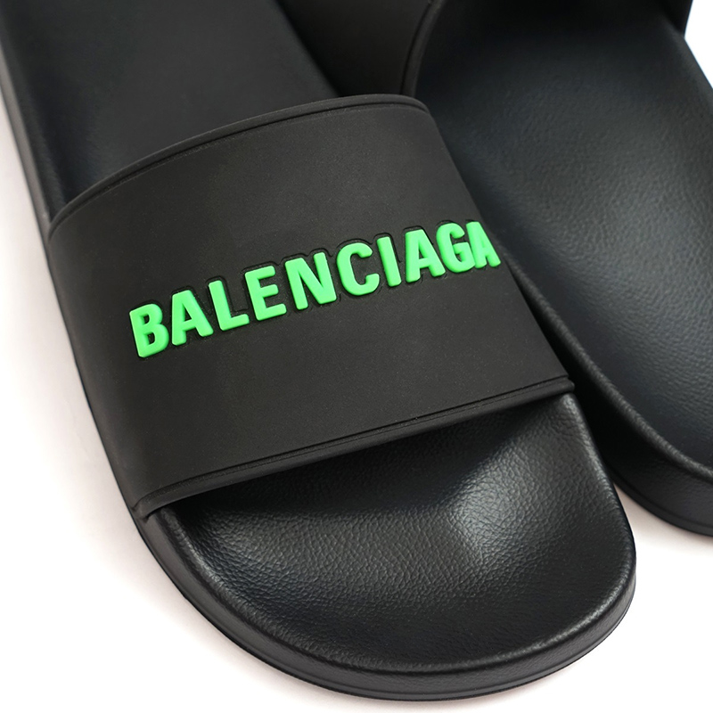 Balenciaga Rubber Slides 'Black Fluo Green'