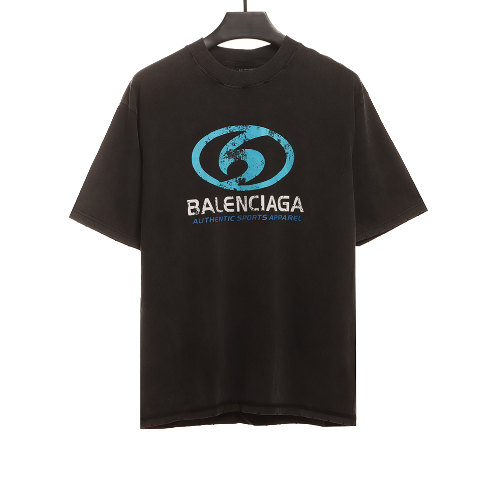 Balenciaga distressed washed front and back surf print short sleeves