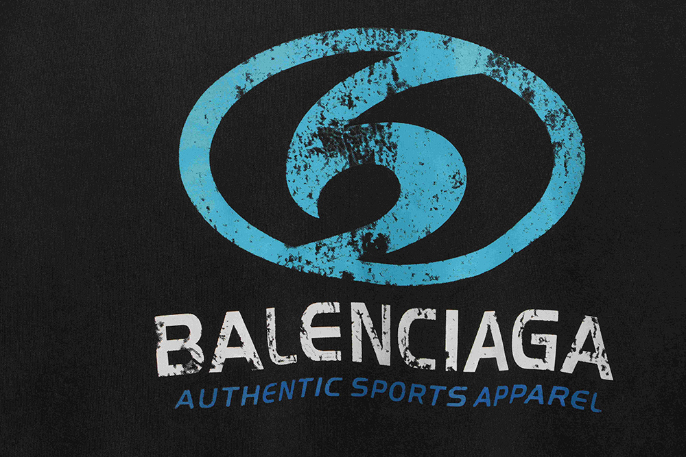 Balenciaga distressed washed front and back surf print short sleeves