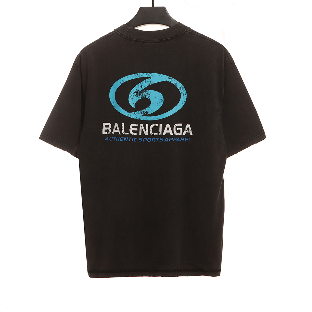 Balenciaga distressed washed front and back surf print short sleeves