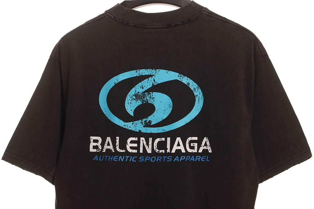 Balenciaga distressed washed front and back surf print short sleeves