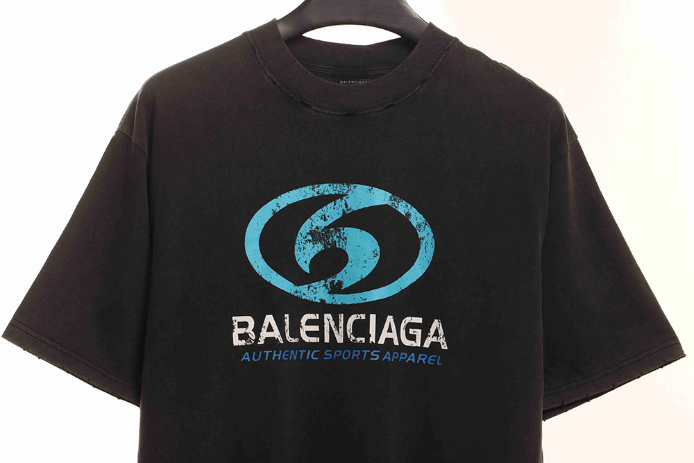 Balenciaga distressed washed front and back surf print short sleeves