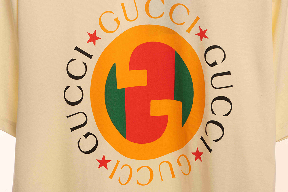 Gucci double G color block logo letter short sleeves